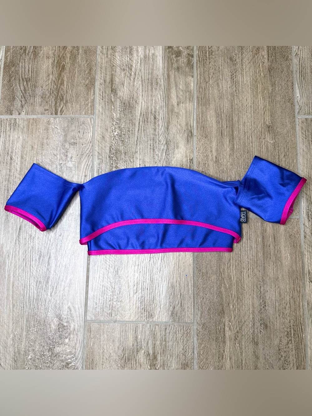 Tiger Friday Royal Blue Off-Shoulder Mimi Top with Hot Pink Trim Adult Small